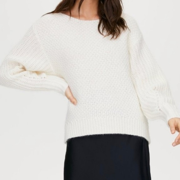 Aritzia Sweaters - WILFRED Limerick Sweater White Chunky Knit Wool Alpaca Mohair XS Aritzia